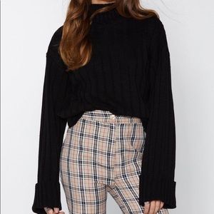 Black Cropped Turtleneck Sweater